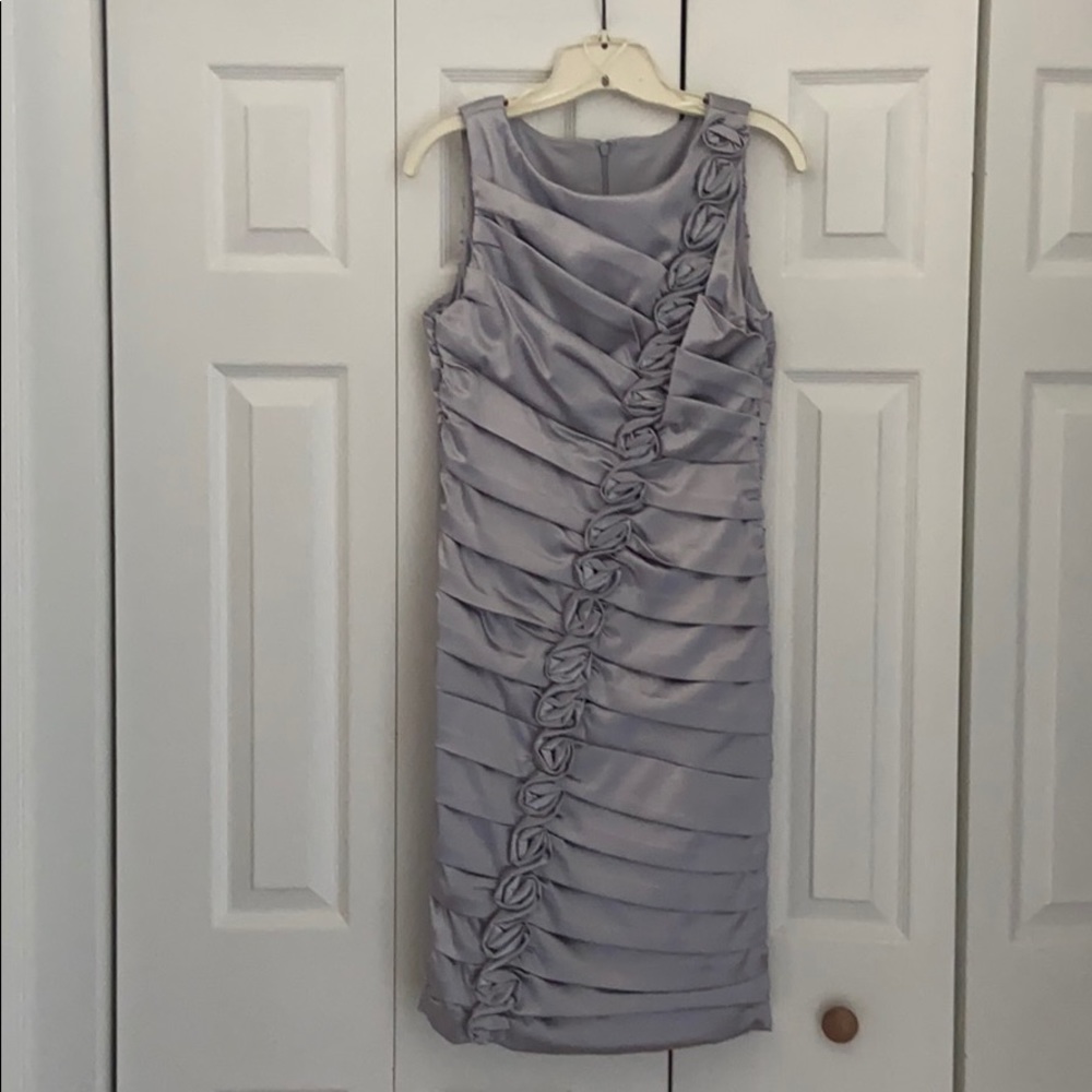 Beautiful silver/pewter colored satin dress